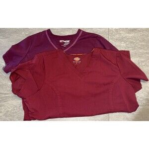 2XL Scrubs Bundle of Two Purple Grey's Anatomy Burgundy Dickies Xtreme Stretch